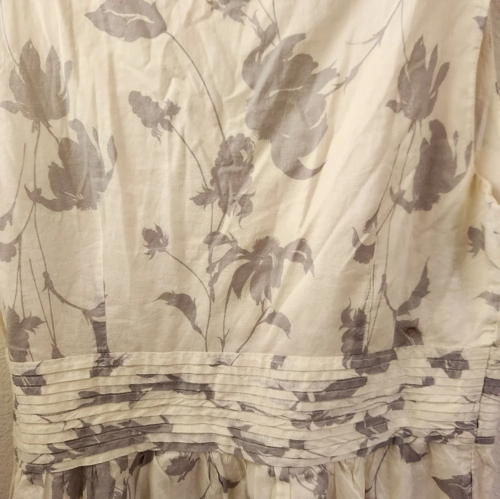 Ann Taylor LOFT Women's Dress‎ Floral Print Sundress Knee Length Gray White Sz 8